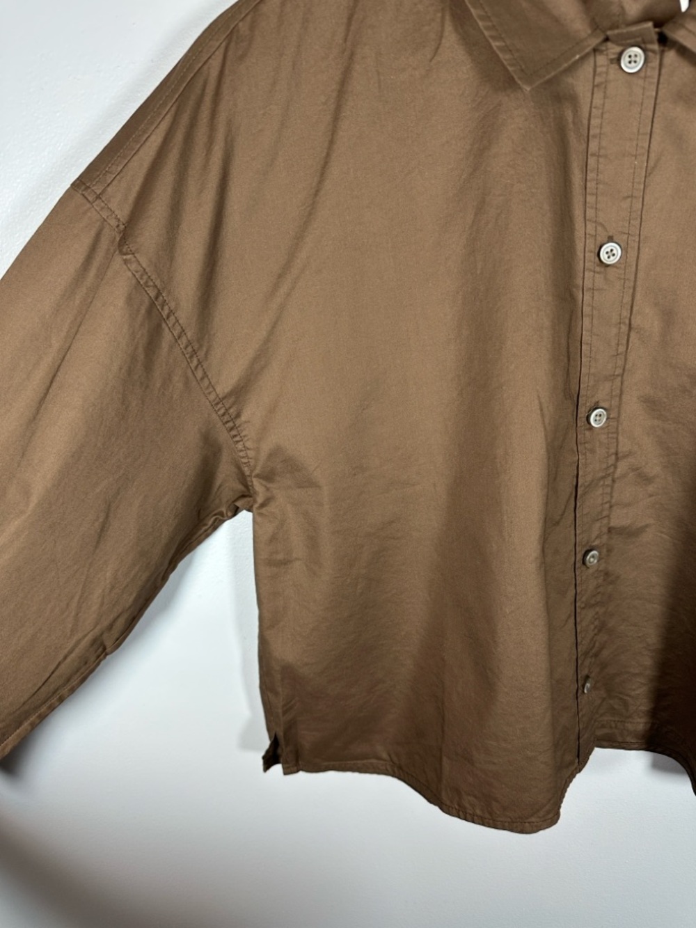 Everlane The Woven PJ Top Cropped Chestnut Size Extra Small XS NWT - Picture 6 of 9